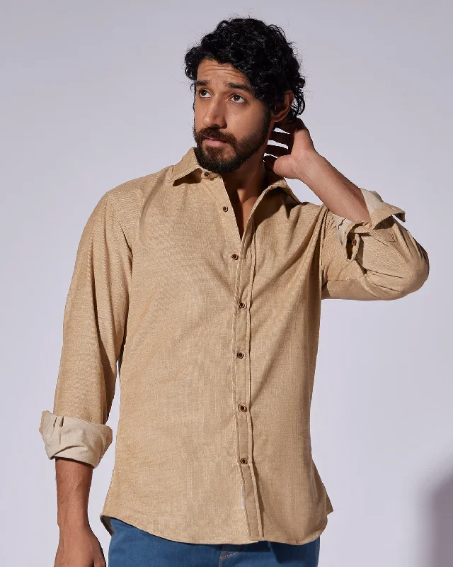 Cotton Corduroy Shirt - Khaki Melange