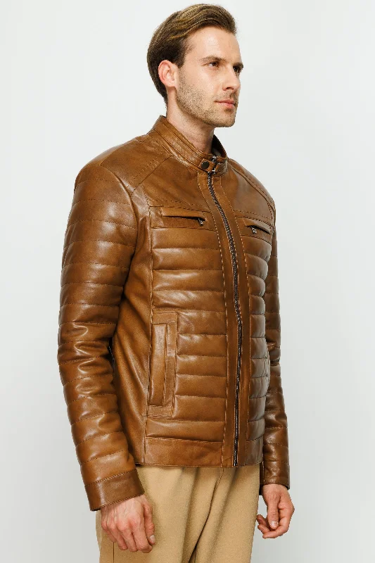 The Wilkerson Tan Leather Men Jacket