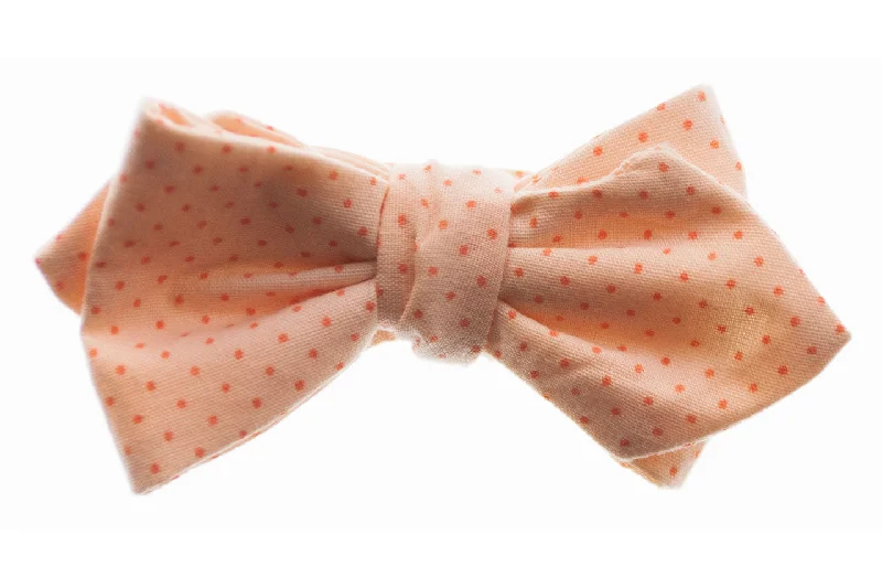 Peach Pin Dot Bow Tie