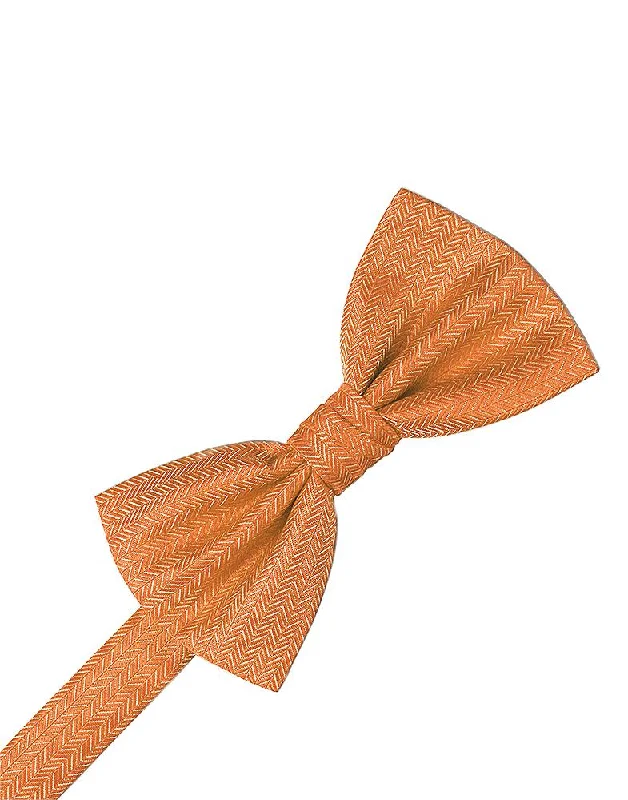 Tangerine Herringbone Bow Tie