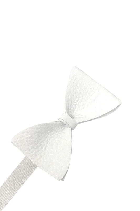 White Textured Leather Bow Tie