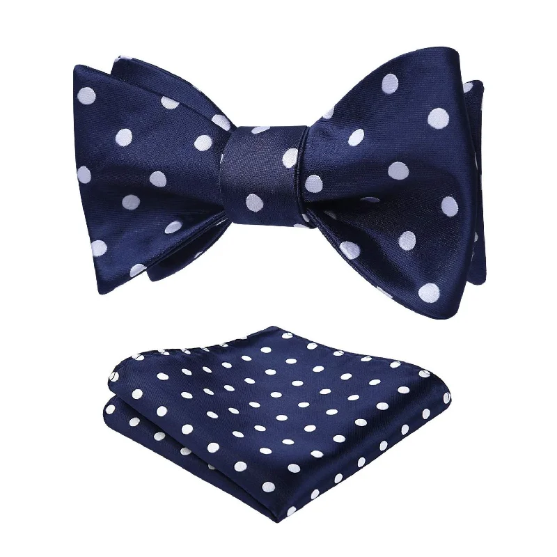 Polka Dots Bow Tie & Pocket Square - F-BLUE/WHITE