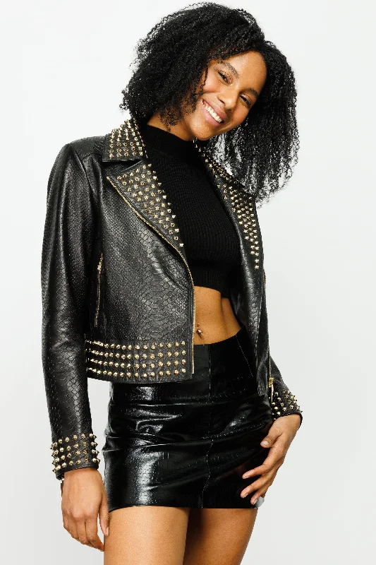 The Bora Black Leather Women Jacket