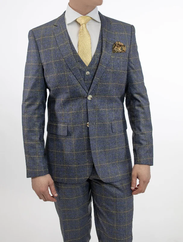 FUBU Grey Madras Vested Suit