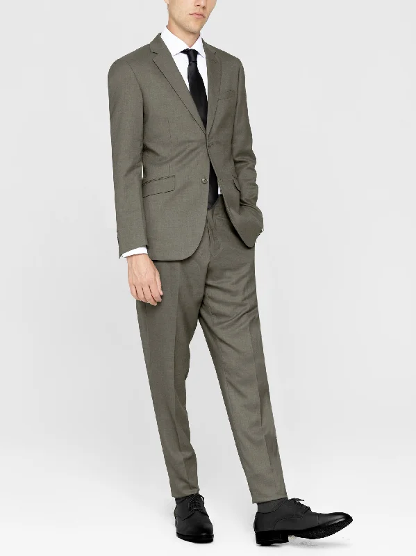 Taupe Two Button Suit in Wool