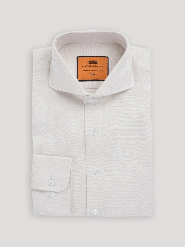 The Marlo Dress Shirt | Convertible Rounded Cuff & Cutaway Collar | Ecru