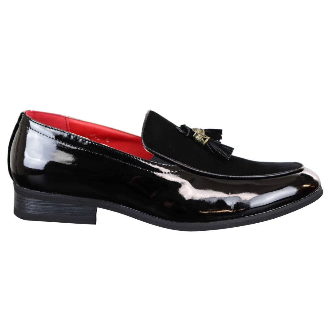 Men's Faux Patend and Suede Leather Loafers