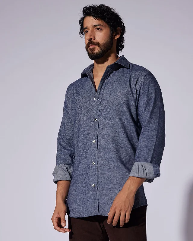 Japanese Brushed Twill Shirt - Navy