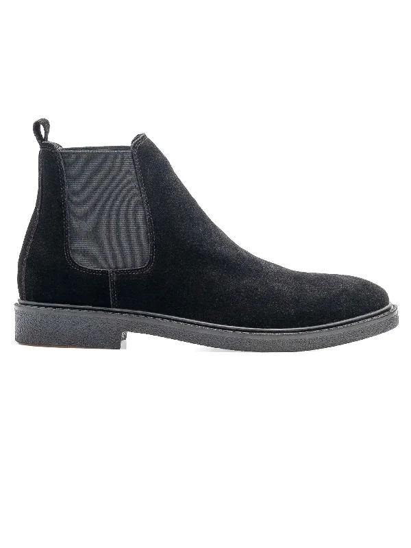 Stefano Boots - Black Suede Leather (Crepe Flex)