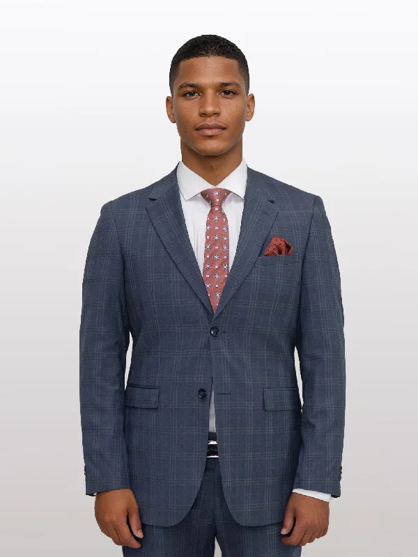 Men's Charcoal with Light Grey Tartan Slim Fit Suit