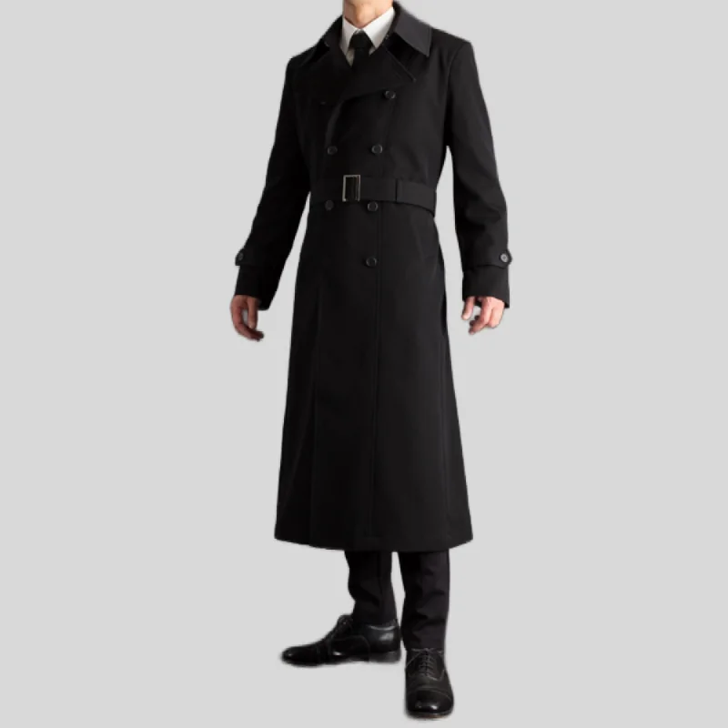 Napoleon Double-Breasted Belted Trench Inverness Thick Melton Wool Coat Blazer