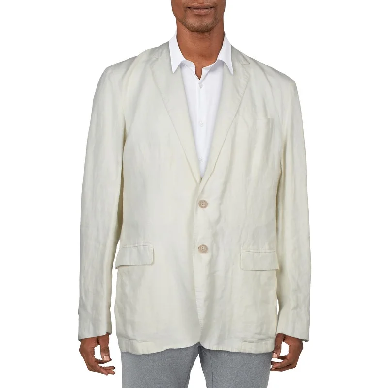 Lauren Ralph Lauren Mens Linen Work Wear Two-Button Blazer