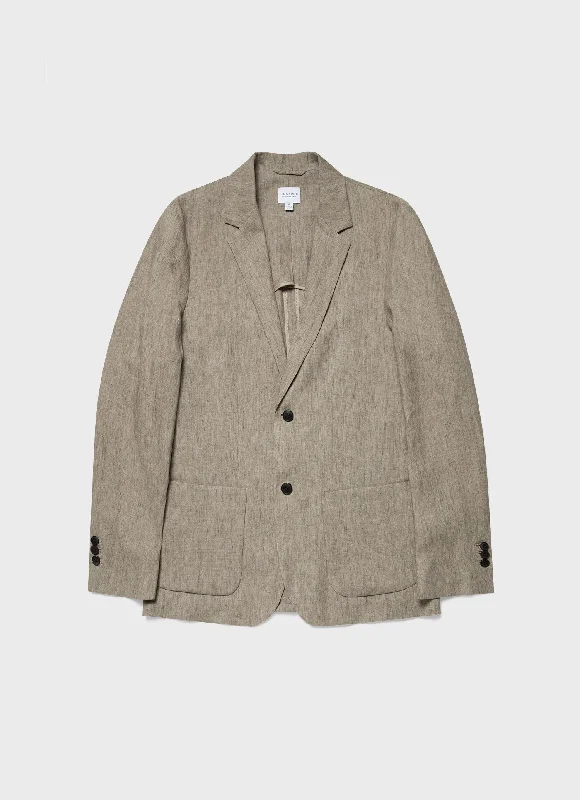 Men's Linen Blazer in Dark Stone