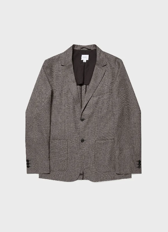 Men's Travel Wool Blazer in Dark Stone Melange