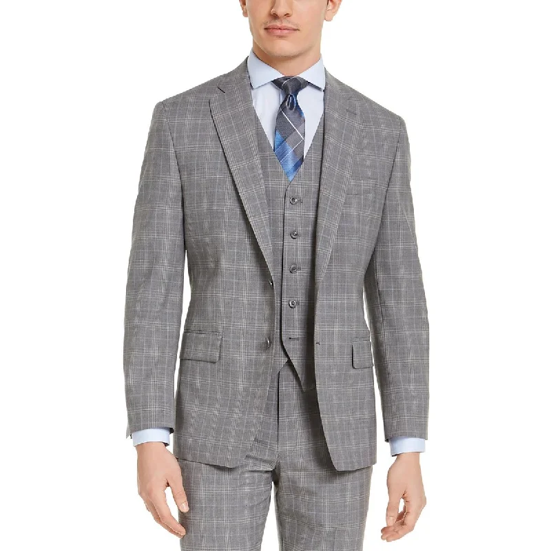 Michael Kors Mens Wool Plaid Two-Button Blazer