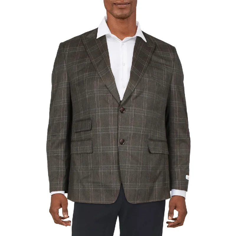 Tayion By Montee Holland Mens Acontour Wool Blend Classic Fit Two-Button Blazer